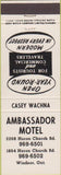 Matchbook Cover - Ambassador Motel Windsor ON