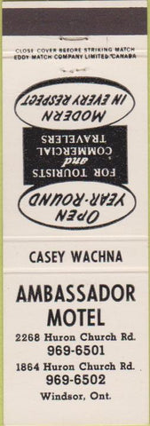 Matchbook Cover - Ambassador Motel Windsor ON