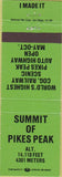 Matchbook Cover - Summit of Pikes Peak CO