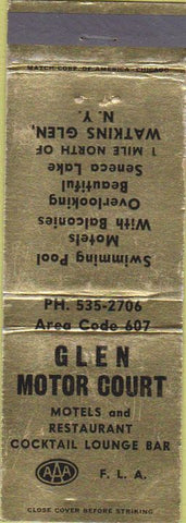 Matchbook Cover - Glen Motor Court Watkins Glen NY
