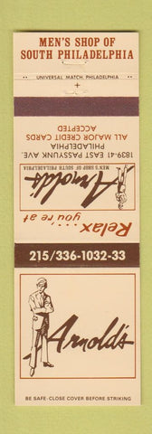 Matchbook Cover - Arnold's Men's Clothes Philadelphia PA