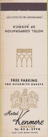 Matchbook Cover - Hotel Kenmore Boston MA