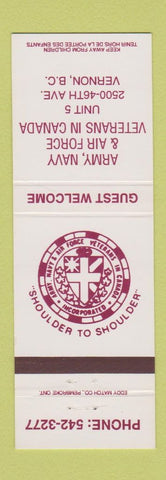 Matchbook Cover - Army Navy Air Force Veterans Vernon BC