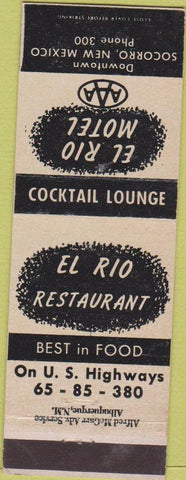 Matchbook Cover - El Rio Restaurant Socorro NM
