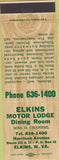 Matchbook Cover - Elkins Motor Lodge Elkins WV