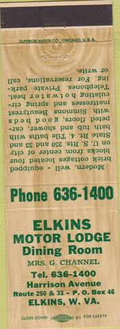 Matchbook Cover - Elkins Motor Lodge Elkins WV