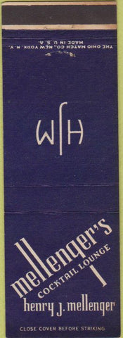Matchbook Cover - Mellenger's Lounge Buffalo NY