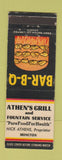 Matchbook Cover - Athen's Grill Moncton NB