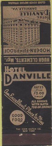Matchbook Cover - Hotel Danville VA