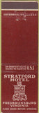 Matchbook Cover - Stratford Hotel Fredericksburg VA