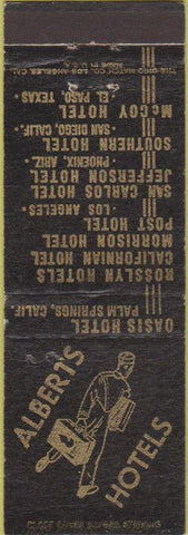 Matchbook Cover - Hotels Phoenix El Paso San Diego Los Angeles