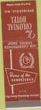 Matchbook Cover - Colonial Hotel Springfield MO