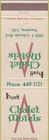 Matchbook Cover - Chalet Motels Pasadena CA