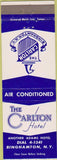Matchbook Cover - Carlton Hotel Binghamton NY