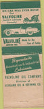 Matchbook Cover - Valvoline oil gas Sav Mor BOBTAIL