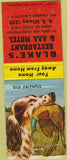 Matchbook Cover - Blake's Restaurant Bisco Candor NC BOBTAIL