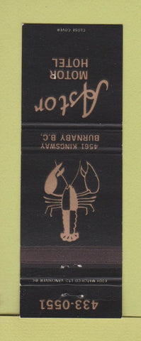 Matchbook Cover - Astor Motor Hotel Burnaby BC