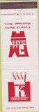 Matchbook Cover - FM Hotel Frederick Martin Moorehead MN