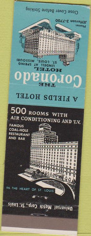 Matchbook Cover - Coronado Hotel  St Louis MO