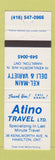 Matchbook Cover - Atino Travel Agency Hamilton ON