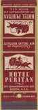 Matchbook Cover - Hotel Puritan Boston MA