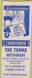 Matchbook Cover - Towne Restaurant girlie BOBTAIL