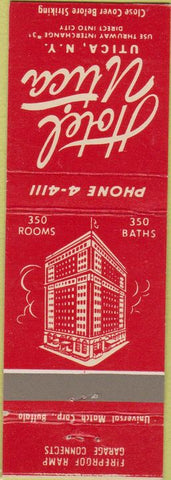 Matchbook Cover - Hotel Utica NY