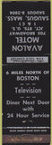 Matchbook Cover - Avalon Motel Saugus MA