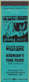 Matchbook Cover - Herman's Restaurant Baraboo WI