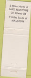 Matchbook Cover - The Summit Lake Redstone Mauston WI