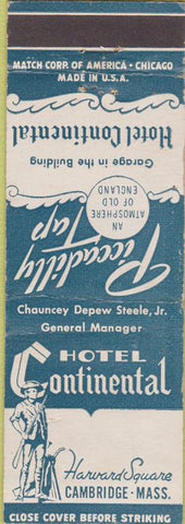 Matchbook Cover - Hotel Continental Cambridge MA