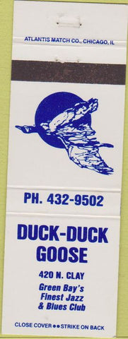 Matchbook Cover - Duck Duck Goose Green Bay WI Jazz Blues