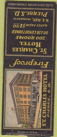 Matchbook Cover - St Charles Hotel Pierre SD BOBTAIL
