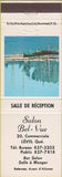Matchbook Cover - Salon Bel Vue Levis QC Bar