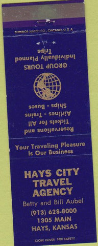 Matchbook Cover - Hays City Travel Agency Hays KS