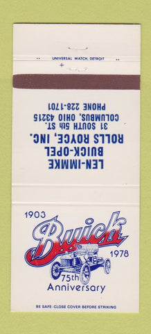 Matchbook Cover - 1978 Buick Len Immke Opel Rolls Royce 30 Strike