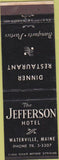 Matchbook Cover - Jefferson Hotel Waterville ME