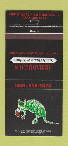 Matchbook Cover - Armadillo's Steak House Coral Springs FL 30 Strike