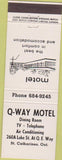 Matchbook Cover - Q Way Motel ST Catharines ON