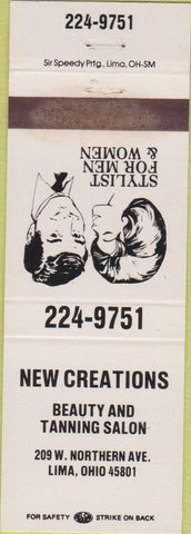 Matchbook Cover - New Creations Hair Salon tanning Lima OH