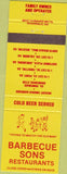 Matchbook Cover - BBQ Sons Perry Forsythe Jonesboro Calhoun GA