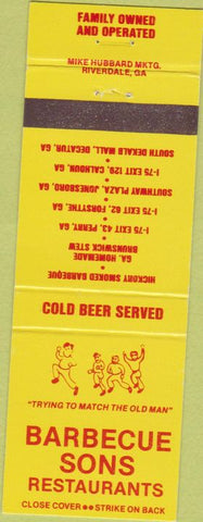 Matchbook Cover - BBQ Sons Perry Forsythe Jonesboro Calhoun GA