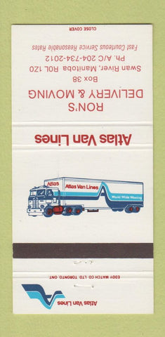 Matchbook Cover - Atlas Van Lines Trucking Ron's Swan River MB 30 Strike