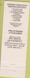 Matchbook Cover - Big Red Quickprint Centers Bellefontaine OH