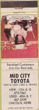 Matchbook Cover - Mid City Toyota Lincoln NE WEAR