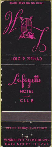 Matchbook Cover - Lafayette Hotel Club San Diego CA