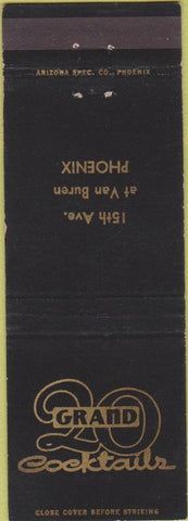 Matchbook Cover - 20 Grand Cocktails Phoenix AZ