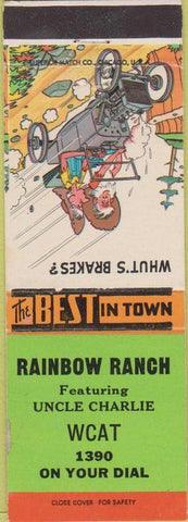 Matchbook Cover - Rainbow Ranch Uncle Charlie WCAT 1390 hillbilly