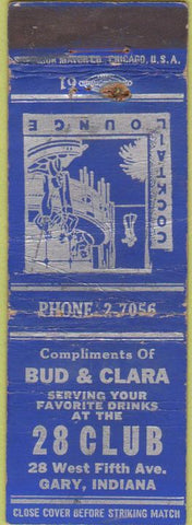 Matchbook Cover - 28 Club Gary IN WORN