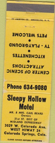 Matchbook Cover - Sleepy Hollow Motel Colorado Springs CO